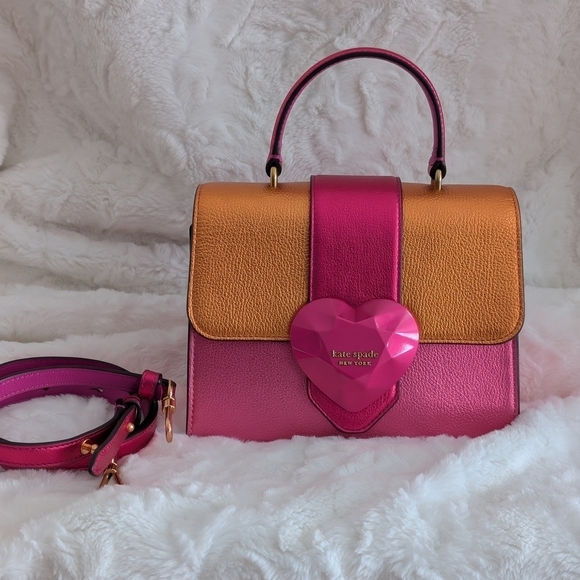 Kate Spade RARE Bijou Bag Pink & Orange Crossbody Top Handle Bag EUC - Picture 3 of 13
